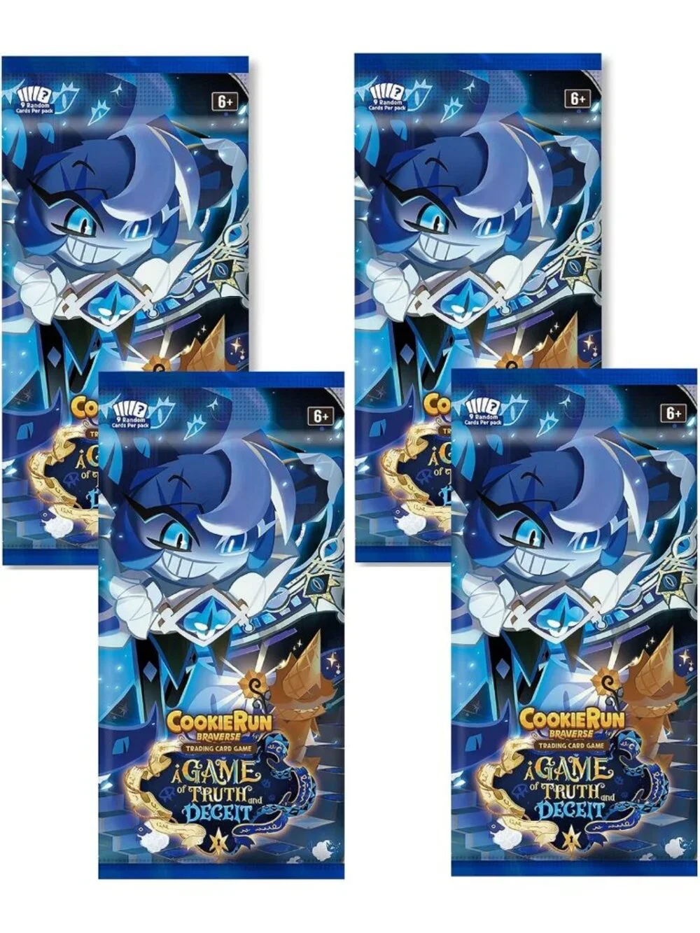 4 Booster Pack Bundle - CookieRun TCG Strategy Game, Truth & Deceit Battle Decks